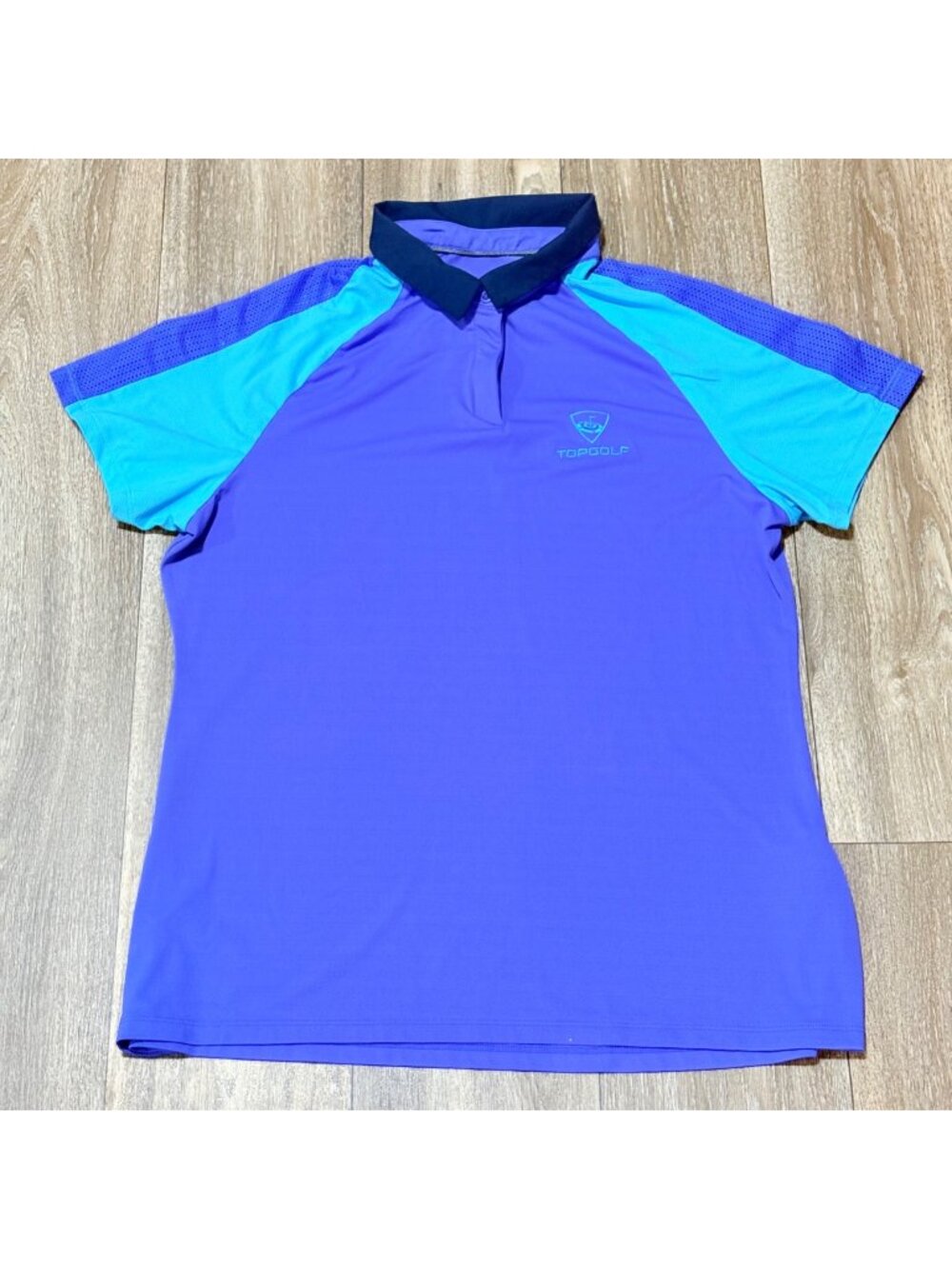 Under Armour Topgolf HeatGear Polo Shirt Womens L Purple Aqua Sport
